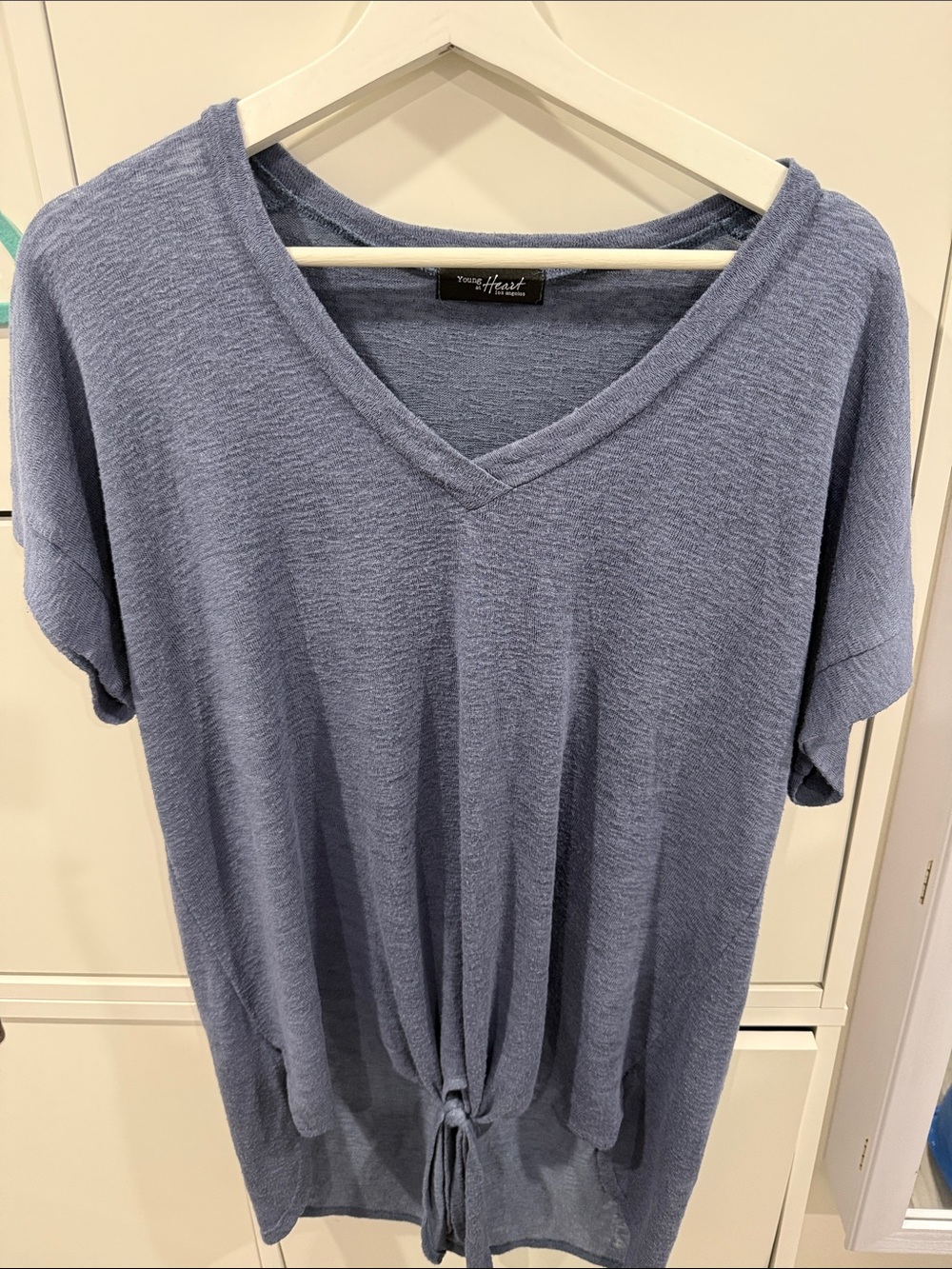 Live In Heart V-Neck Tie-Hem Tunic - Dusty Blue